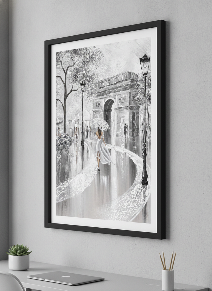 Contemporary wall art featured in a bright modern office workspace