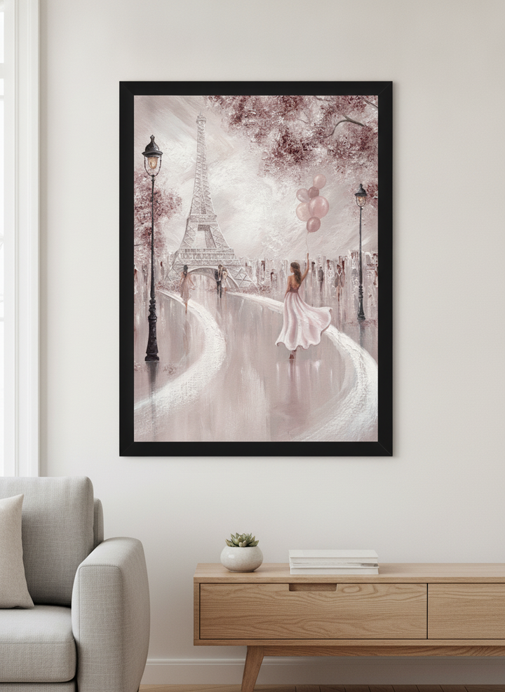 Modern wall art styled above a sofa in a neutral living room
