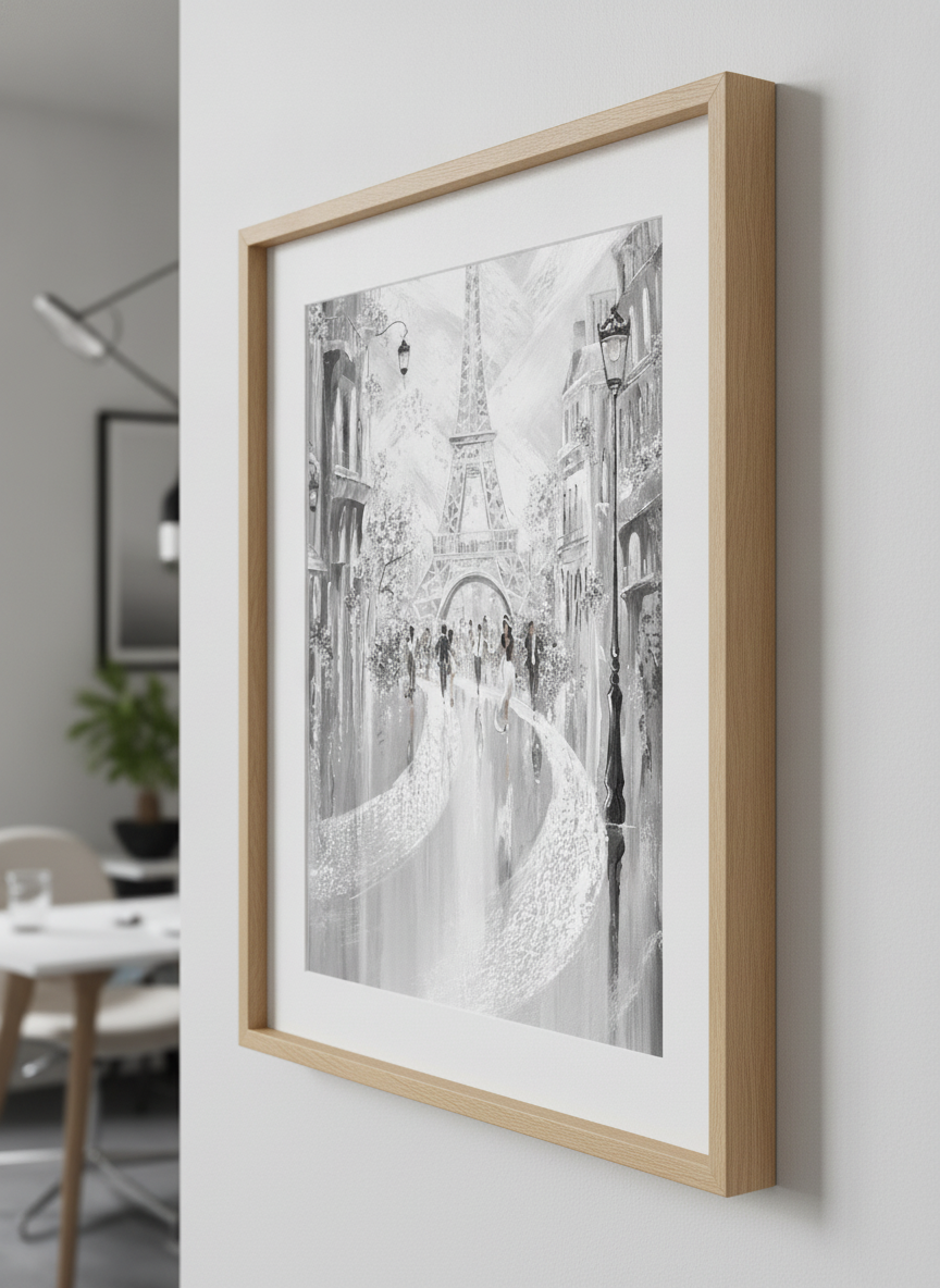Contemporary wall art featured in a bright modern office workspace