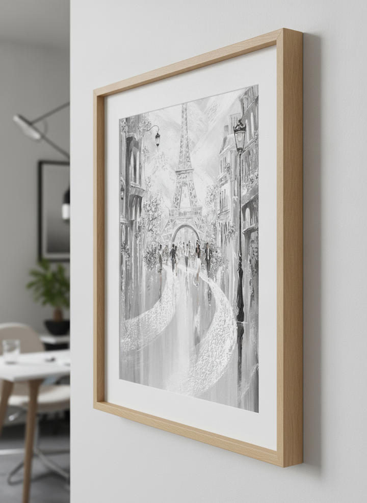 Contemporary wall art featured in a bright modern office workspace