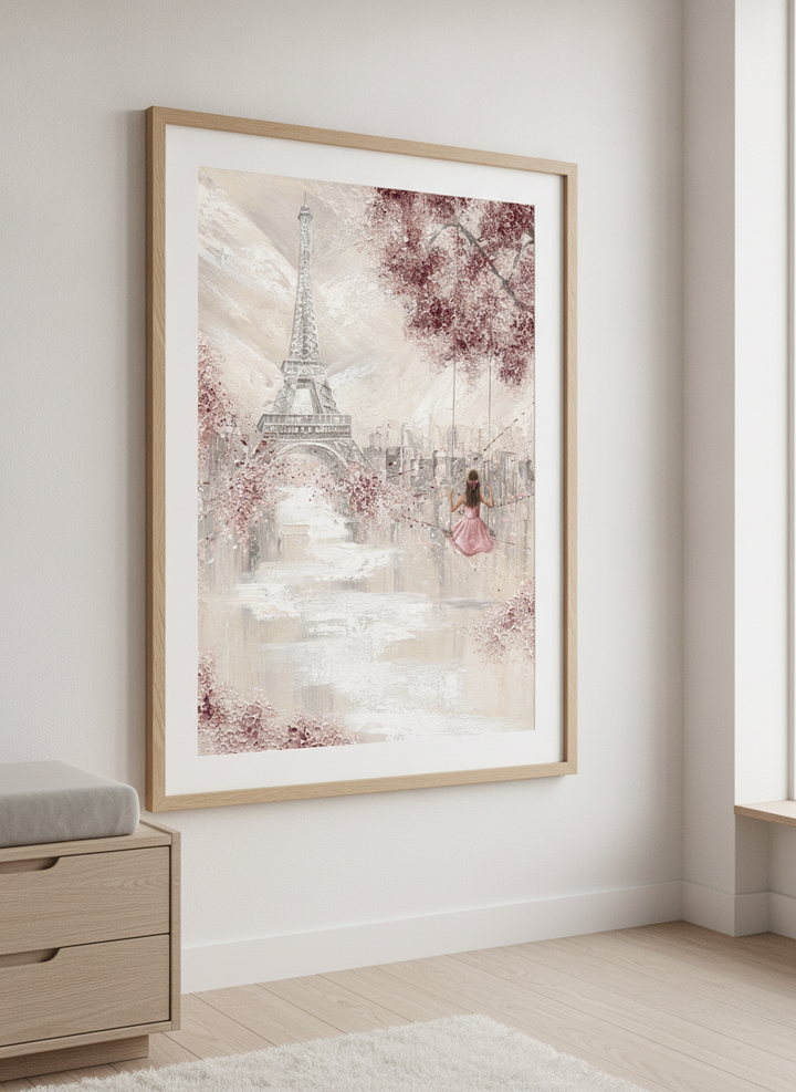 Soft neutral wall art styled in a serene nursery with pastel tones