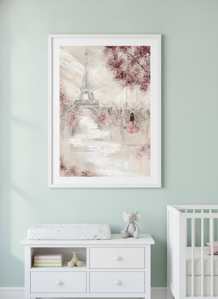 Soft neutral wall art styled in a serene nursery with pastel tones