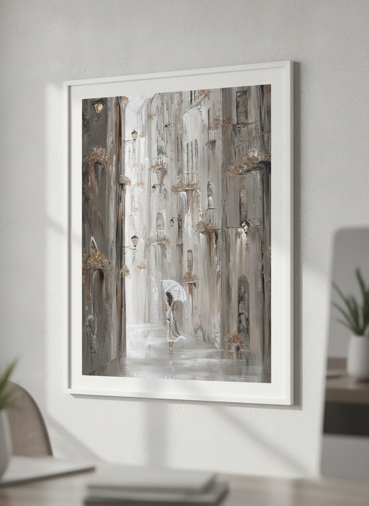 Contemporary wall art featured in a bright modern office workspace