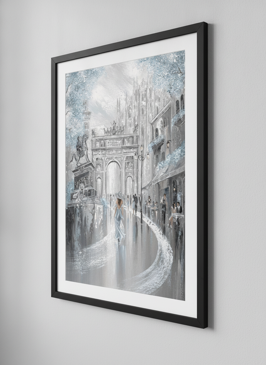 Contemporary wall art featured in a bright modern office workspace