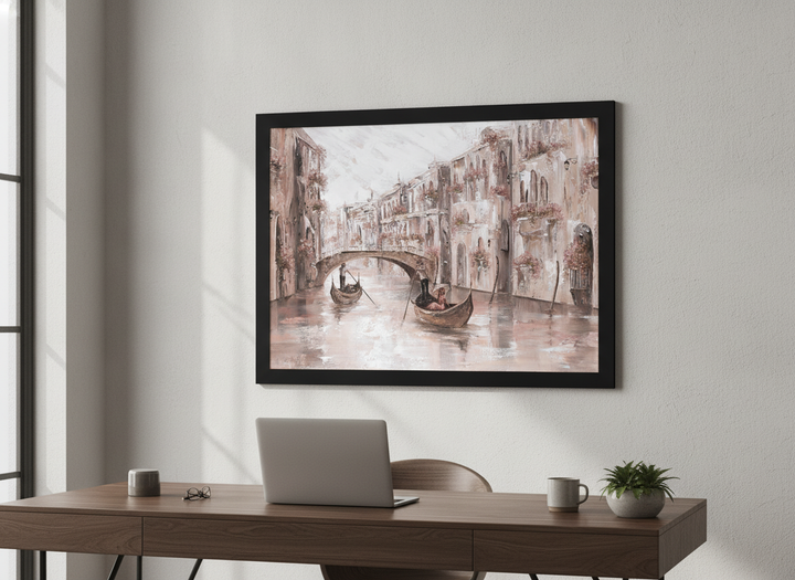 Contemporary wall art featured in a bright modern office workspace