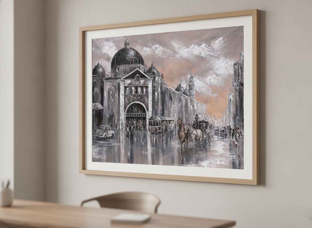 Contemporary wall art featured in a bright modern office workspace