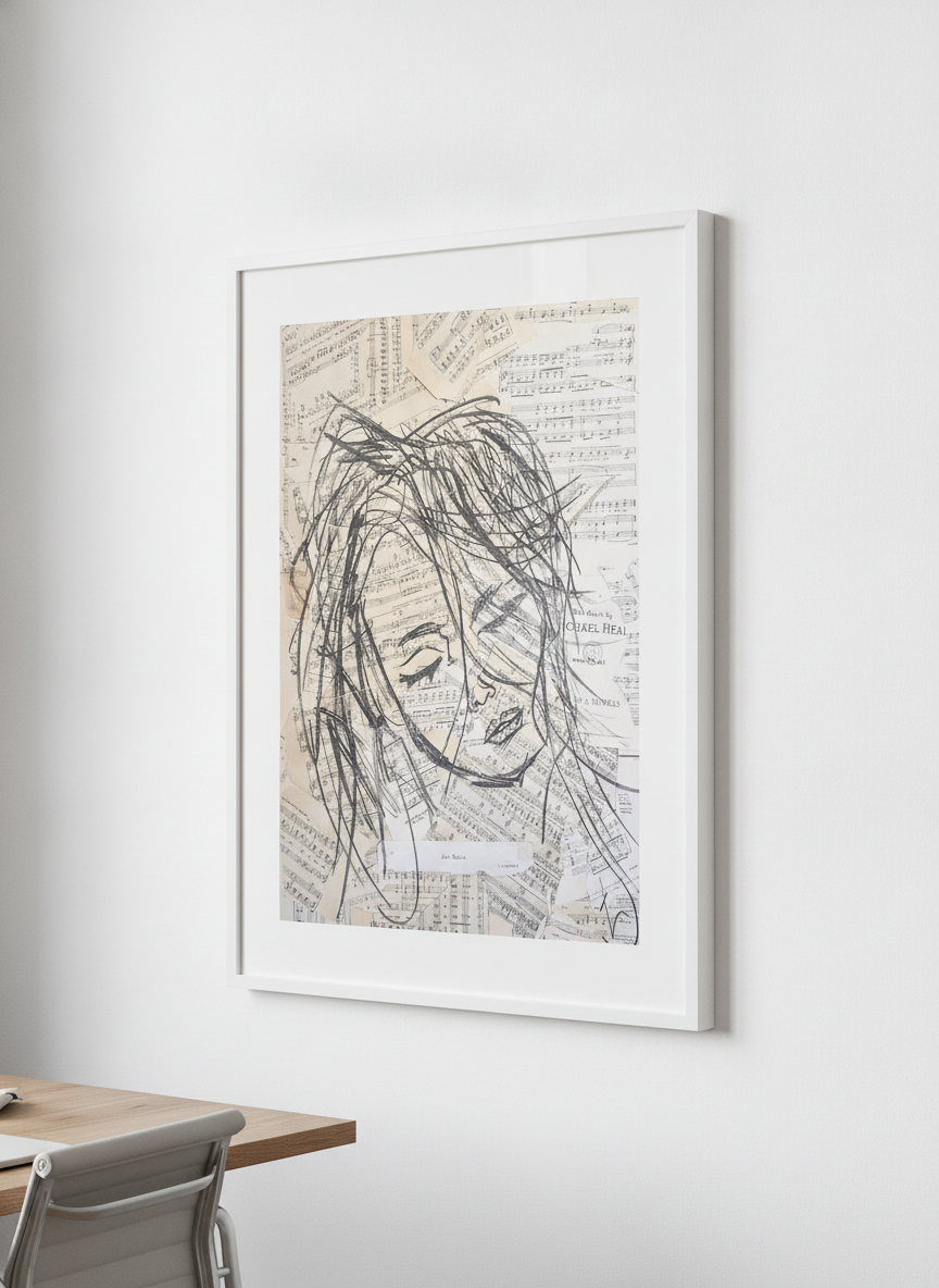 Contemporary wall art featured in a bright modern office workspace