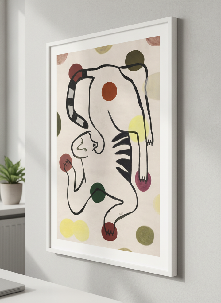 Contemporary wall art featured in a bright modern office workspace