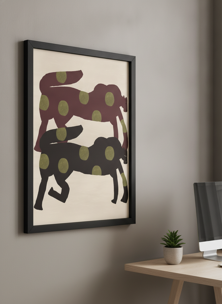 Contemporary wall art featured in a bright modern office workspace