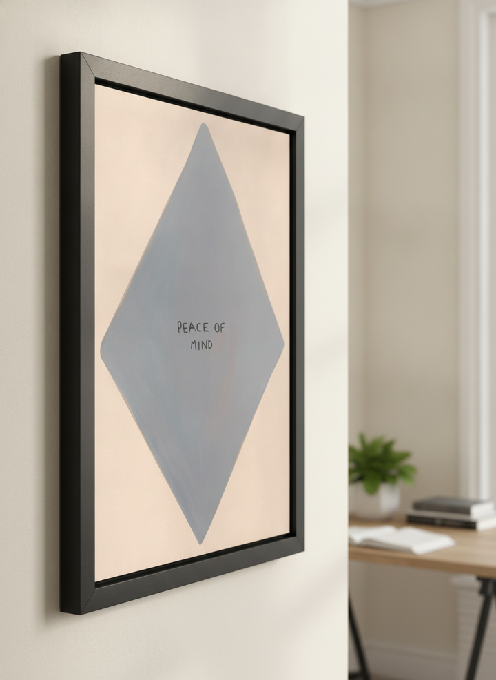 Contemporary wall art featured in a bright modern office workspace