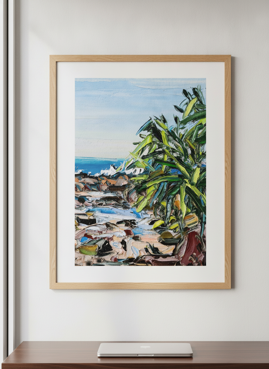 Contemporary wall art featured in a bright modern office workspace