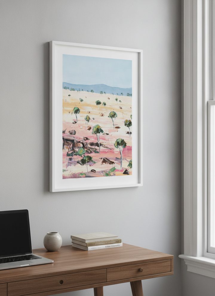 Contemporary wall art featured in a bright modern office workspace
