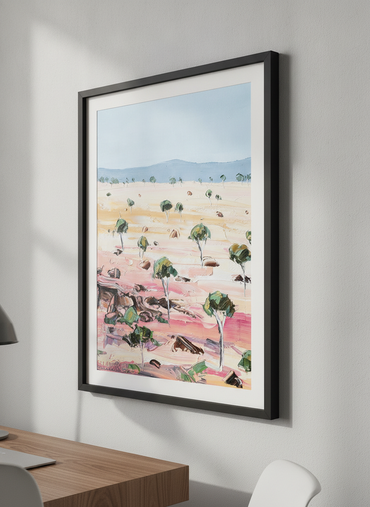 Contemporary wall art featured in a bright modern office workspace