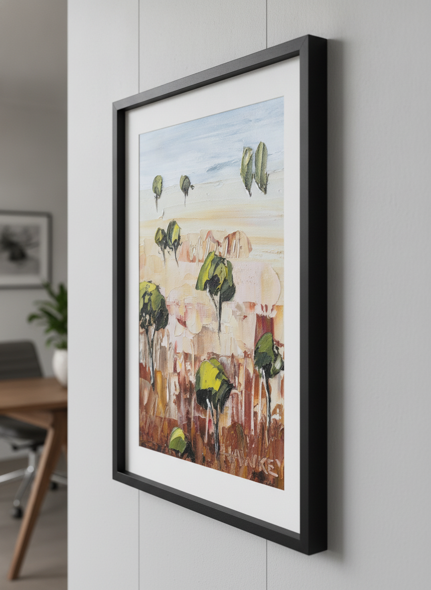 Contemporary wall art featured in a bright modern office workspace