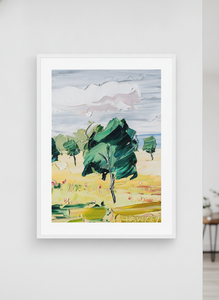 Contemporary wall art featured in a bright modern office workspace