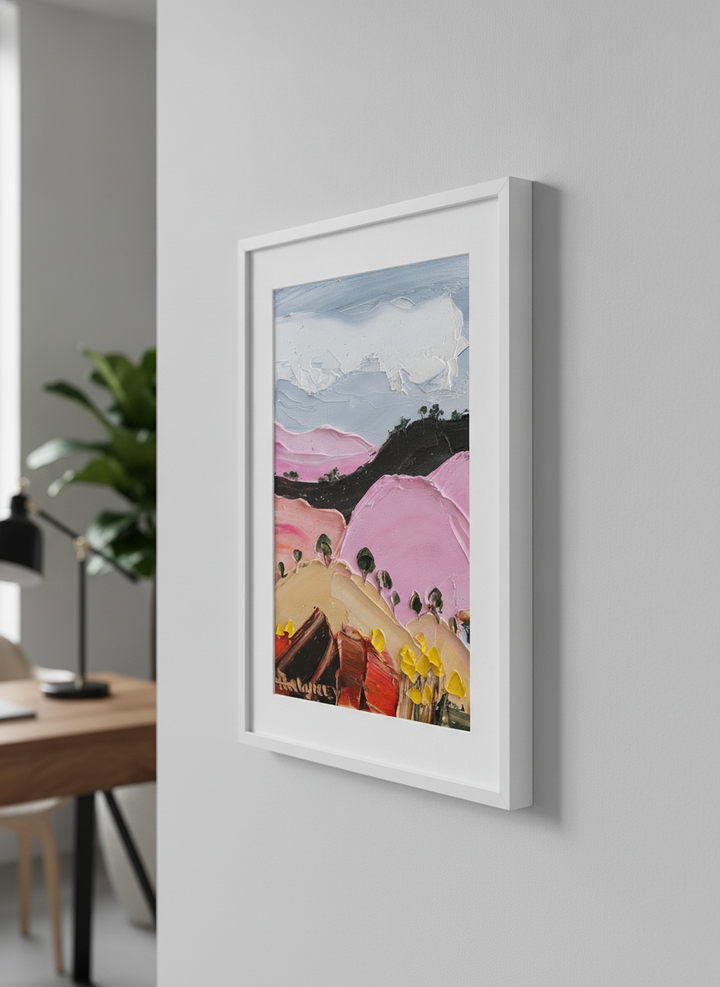 Contemporary wall art featured in a bright modern office workspace