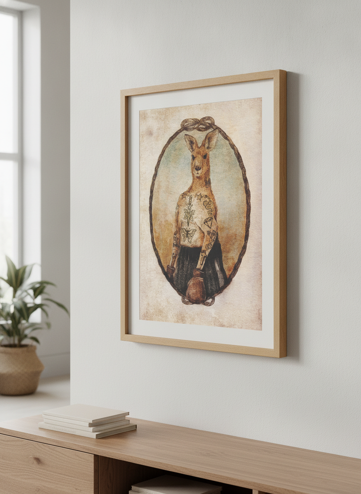 Modern wall art styled above a sofa in a neutral living room