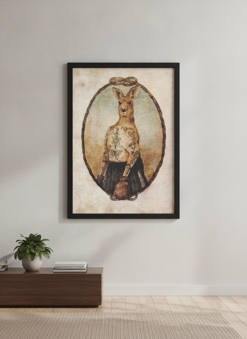 Modern wall art styled above a sofa in a neutral living room