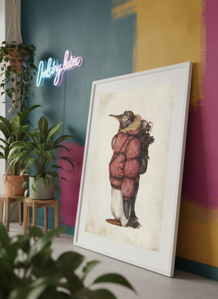 Bold wall art styled in a colourful, eclectic modern home