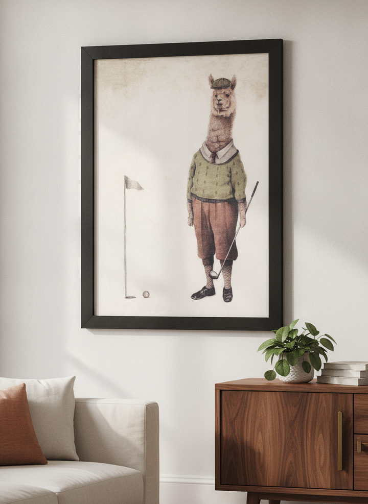 Modern wall art styled above a sofa in a neutral living room