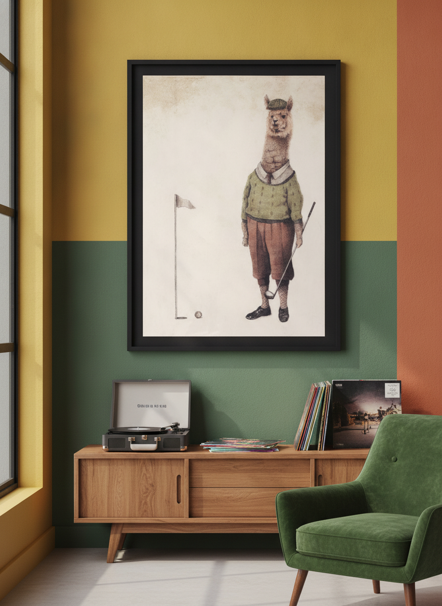 Bold wall art styled in a colourful, eclectic modern home