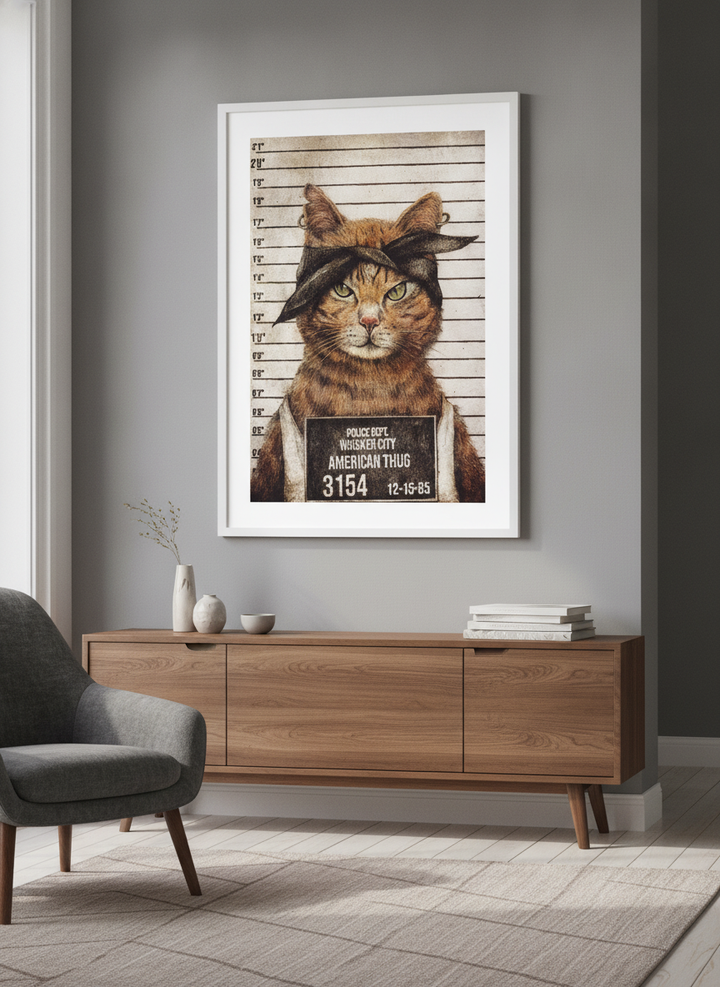 Modern wall art styled above a sofa in a neutral living room