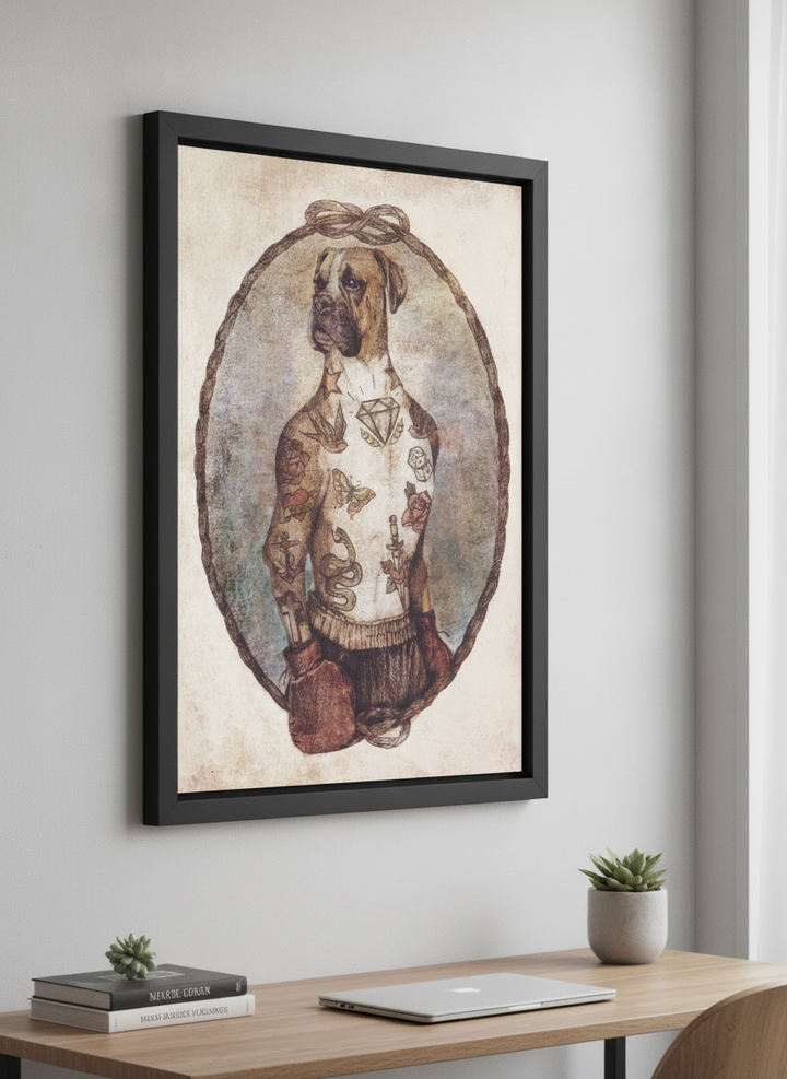 Contemporary wall art featured in a bright modern office workspace