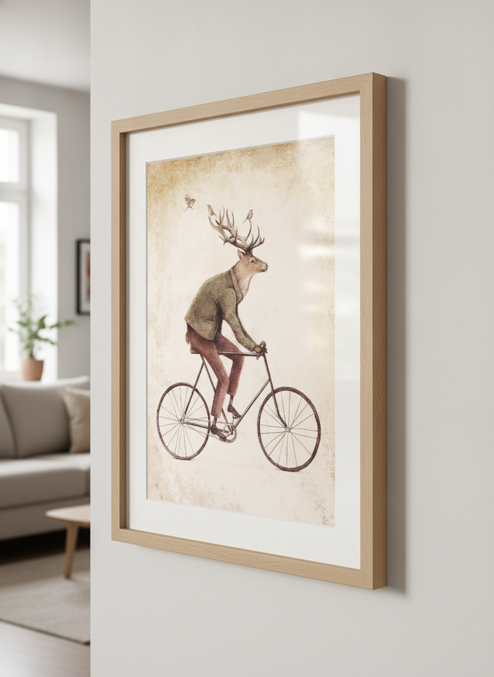 Modern wall art styled above a sofa in a neutral living room