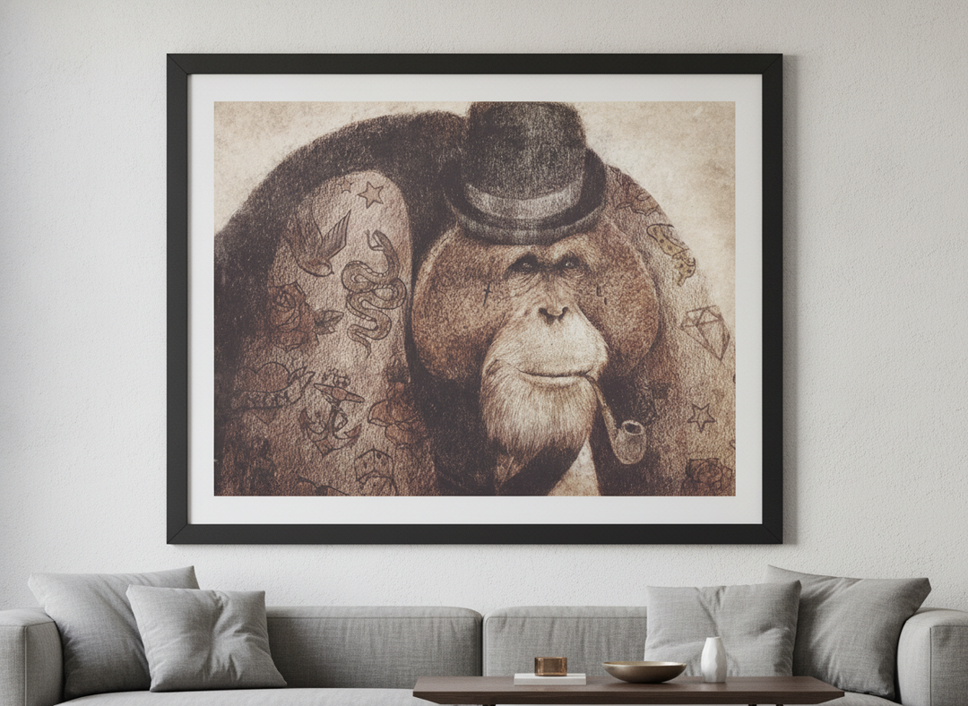 Modern wall art styled above a sofa in a neutral living room