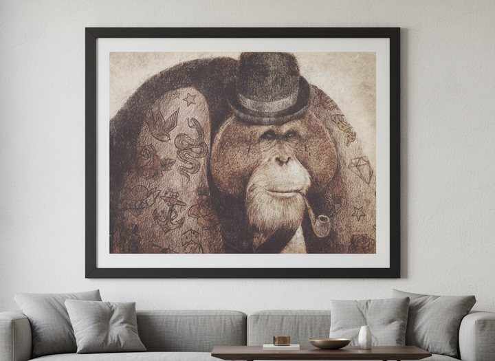 Modern wall art styled above a sofa in a neutral living room