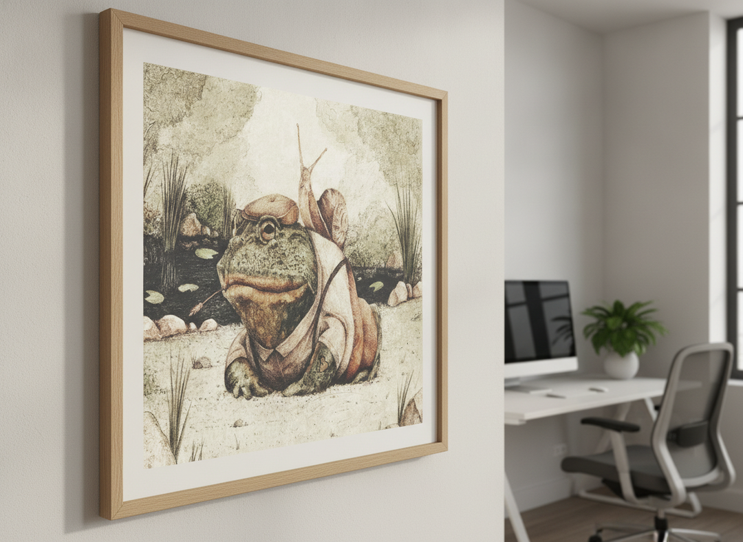Contemporary wall art featured in a bright modern office workspace