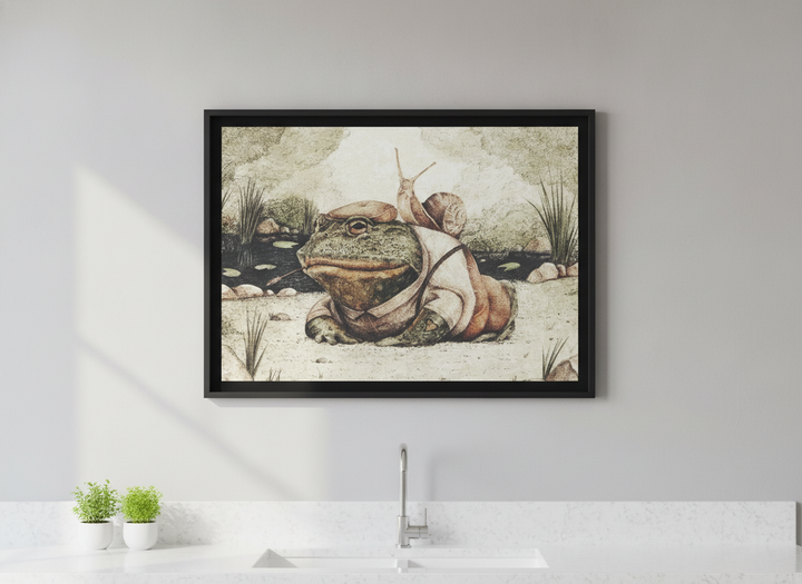 Artwork styled on the wall of a bright modern kitchen