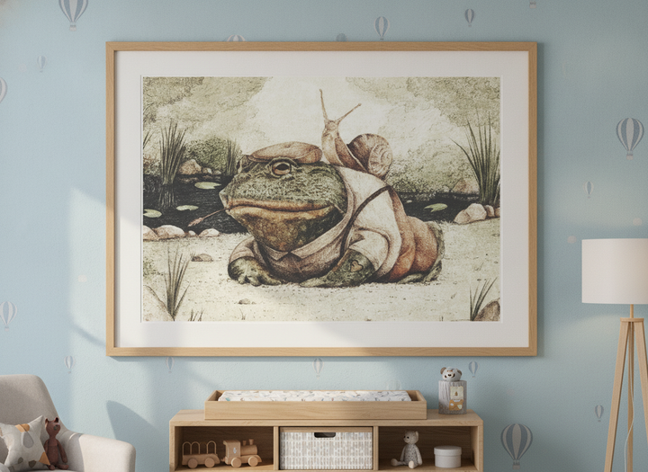 Soft neutral wall art styled in a serene nursery with pastel tones