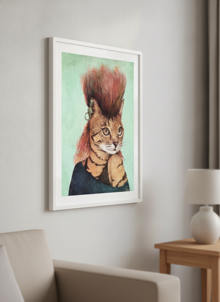 Modern wall art styled above a sofa in a neutral living room