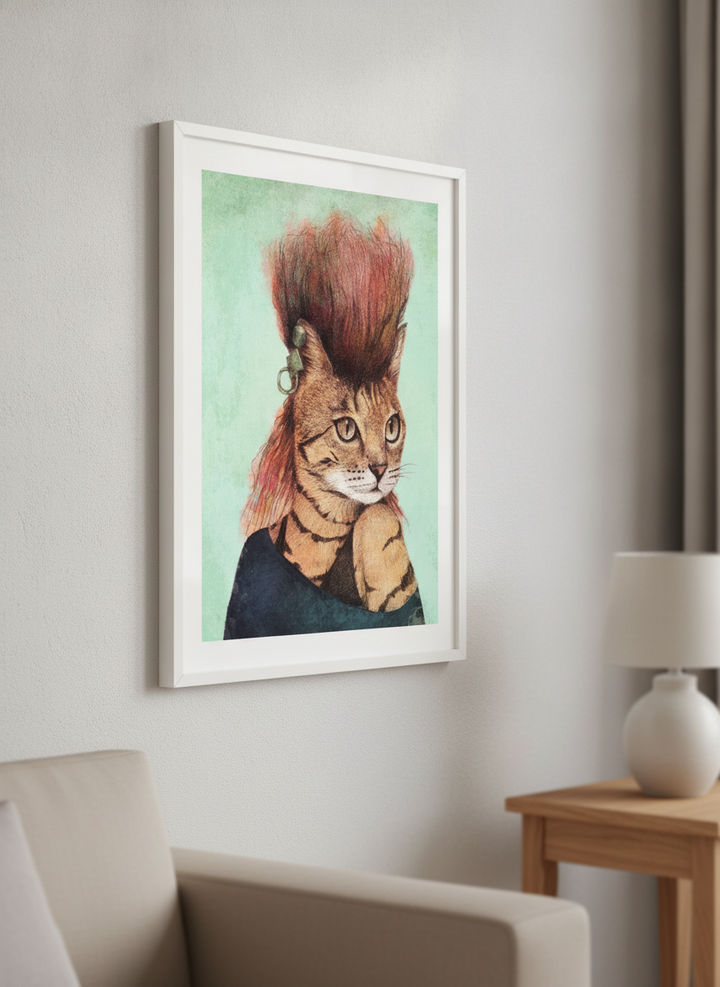 Modern wall art styled above a sofa in a neutral living room