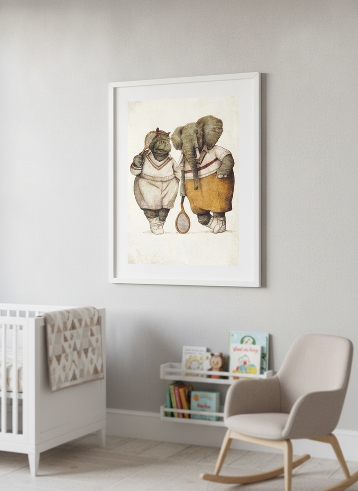 Soft neutral wall art styled in a serene nursery with pastel tones