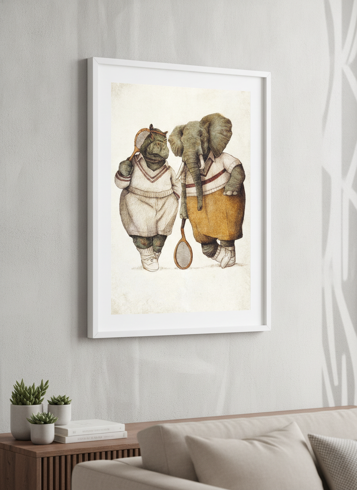 Modern wall art styled above a sofa in a neutral living room
