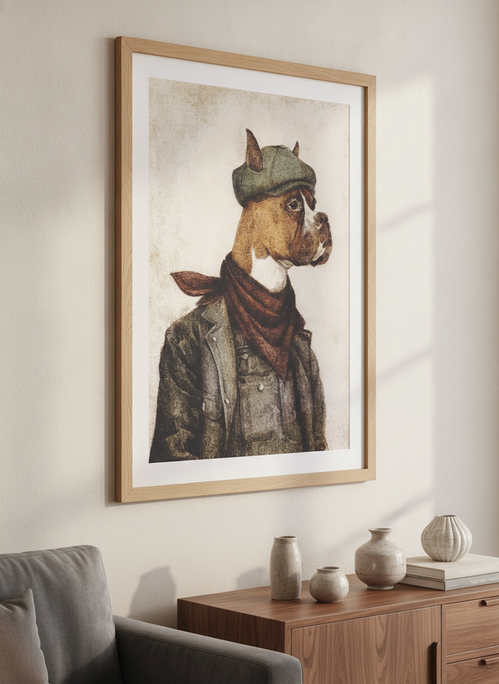 Modern wall art styled above a sofa in a neutral living room