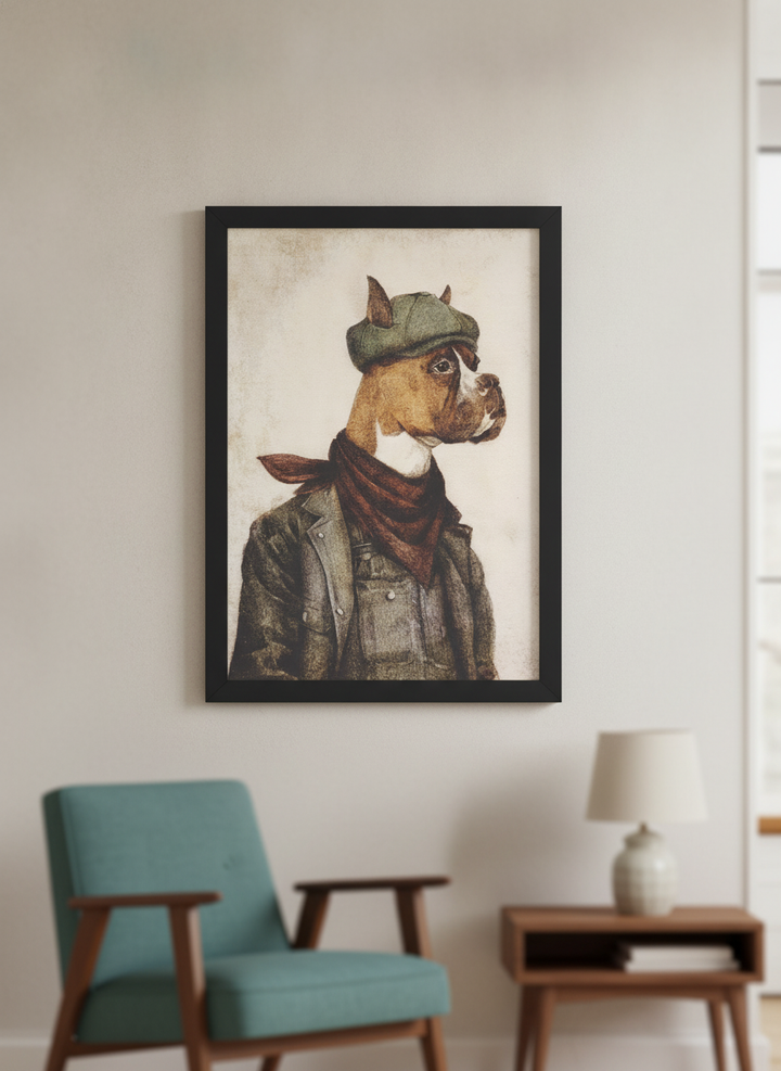 Modern wall art styled above a sofa in a neutral living room