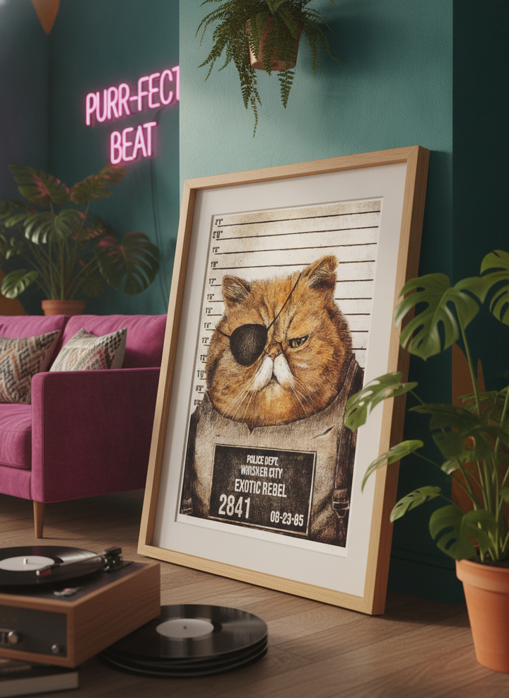 Bold wall art styled in a colourful, eclectic modern home
