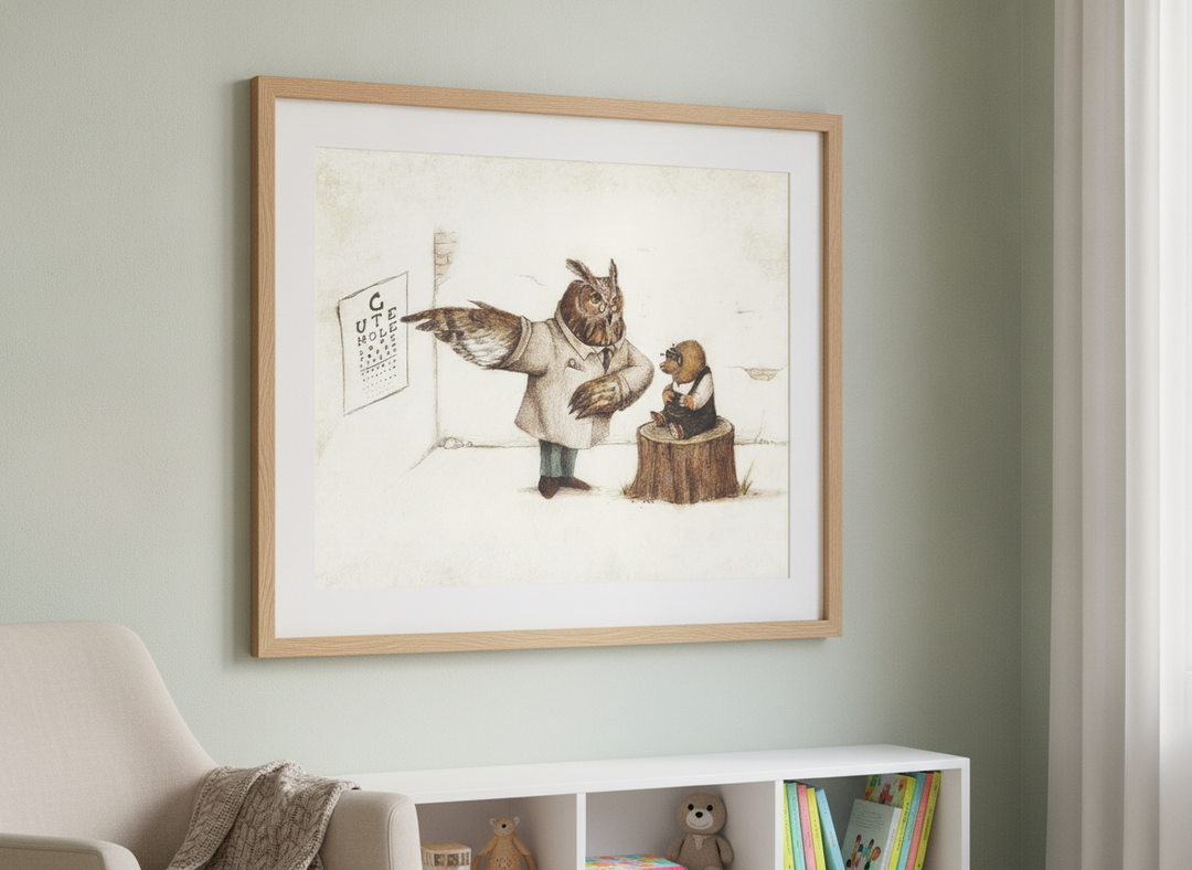 Soft neutral wall art styled in a serene nursery with pastel tones