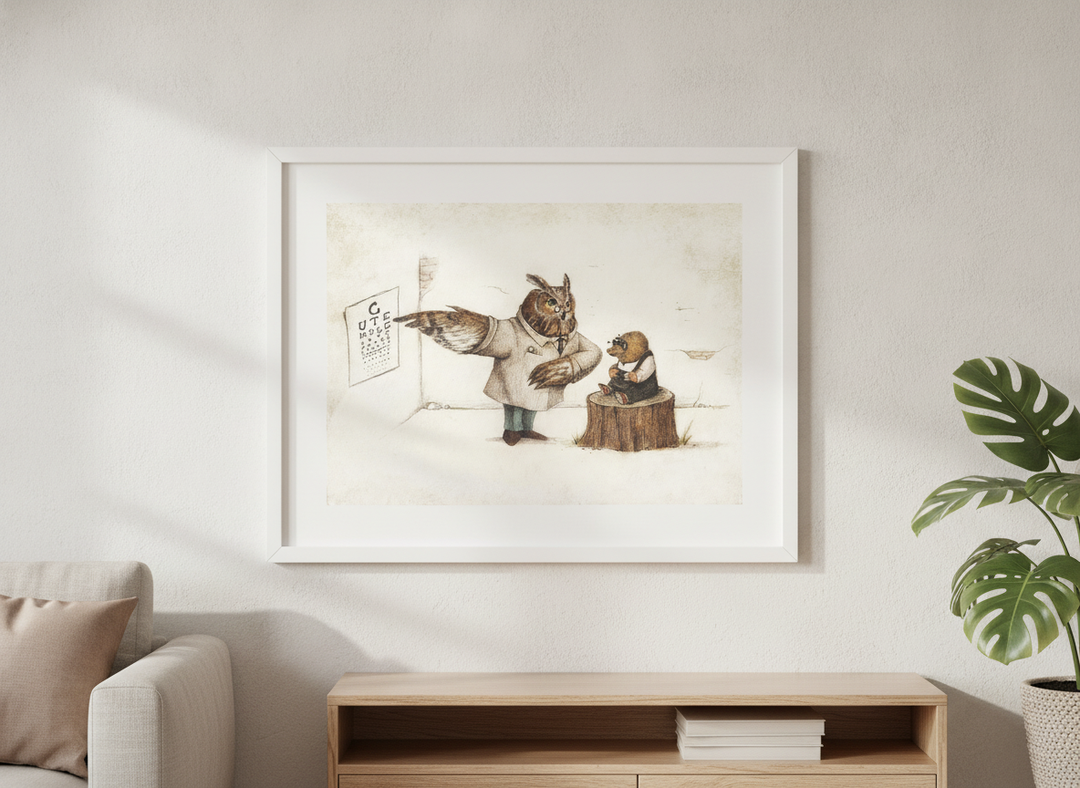 Modern wall art styled above a sofa in a neutral living room