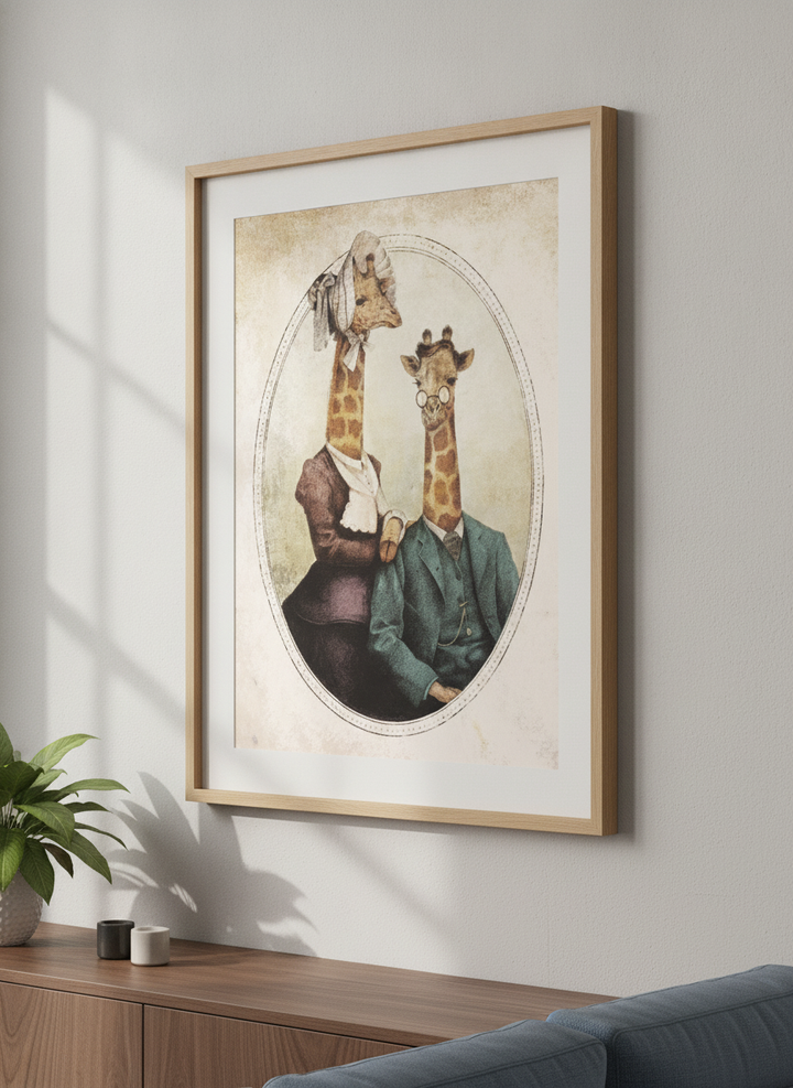 Modern wall art styled above a sofa in a neutral living room