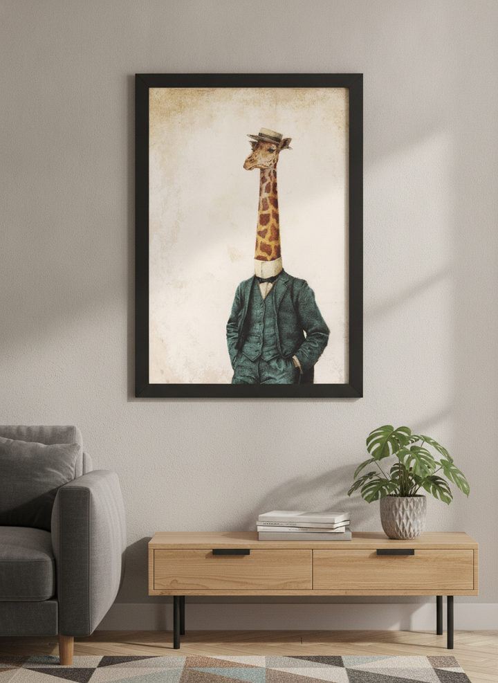 Modern wall art styled above a sofa in a neutral living room