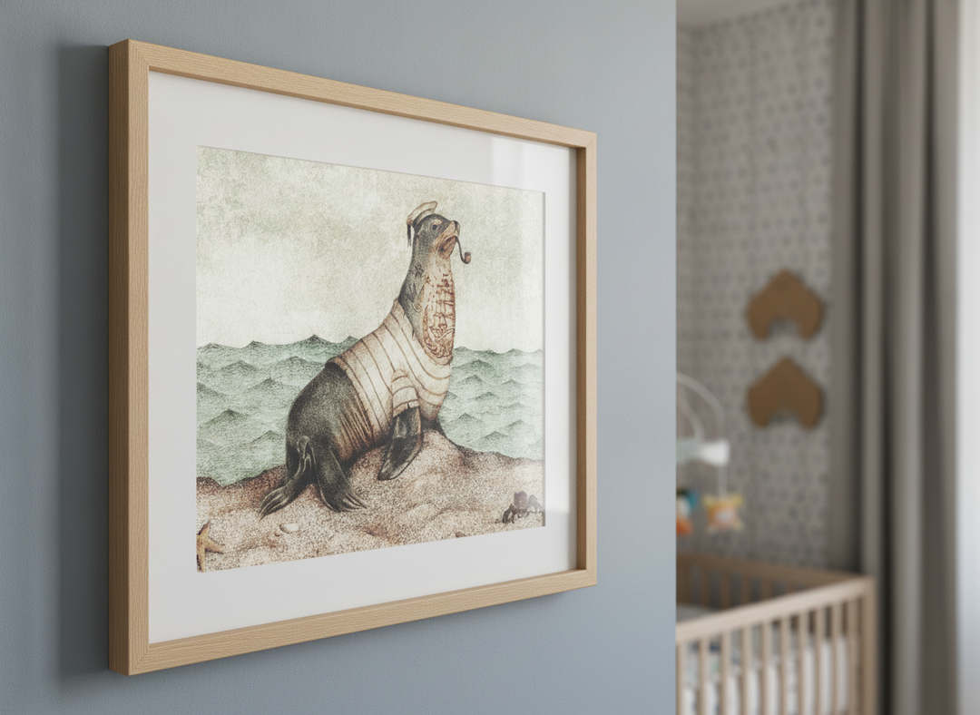 Soft neutral wall art styled in a serene nursery with pastel tones