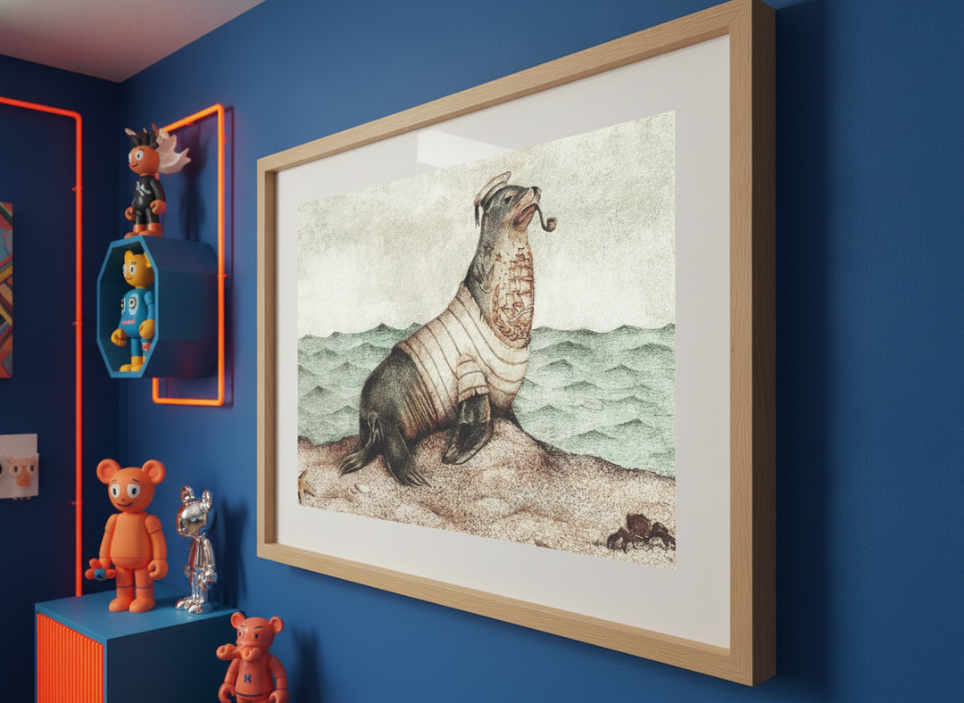 Bold wall art styled in a colourful, eclectic modern home