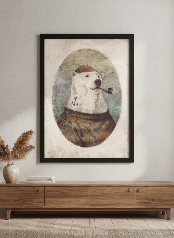 Modern wall art styled above a sofa in a neutral living room