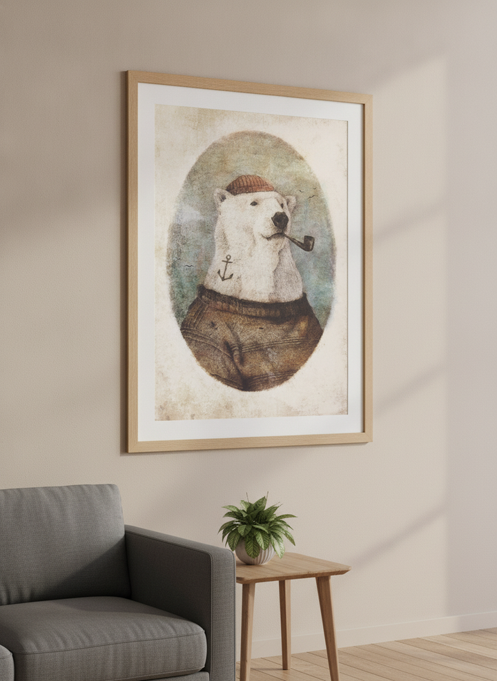 Modern wall art styled above a sofa in a neutral living room