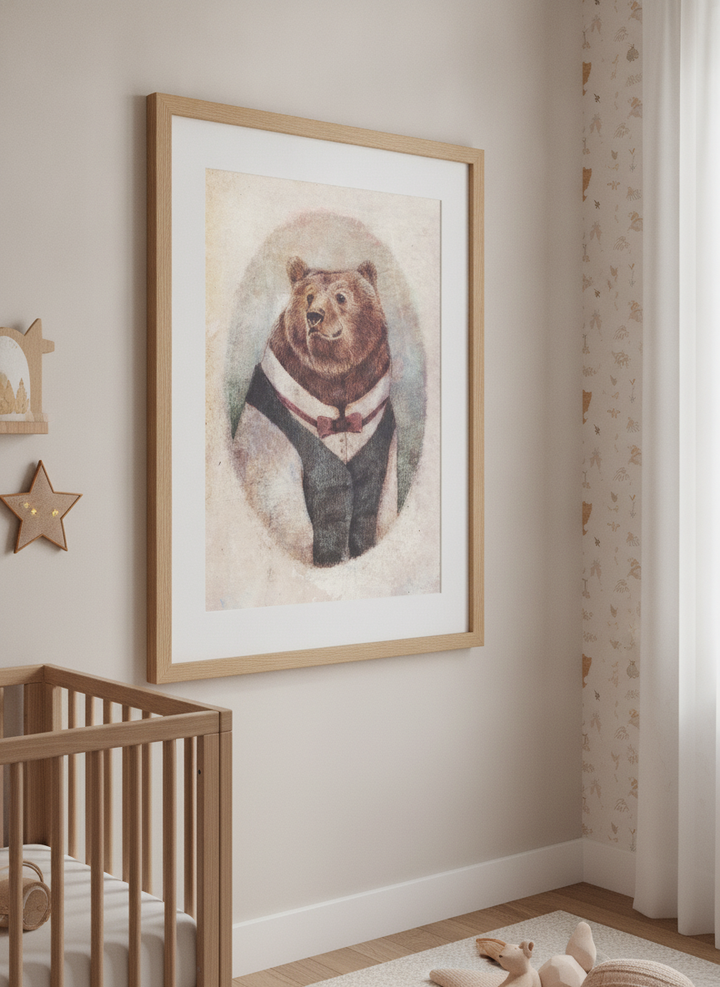 Soft neutral wall art styled in a serene nursery with pastel tones