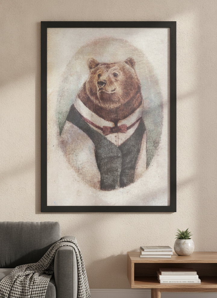 Modern wall art styled above a sofa in a neutral living room